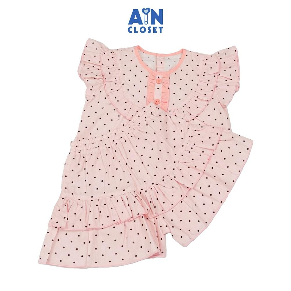 Bộ quần áo Ngắn bé gái họa tiết Nhí Bi Cam Cotton - AICDBGV4TQ5P - AIN Closet