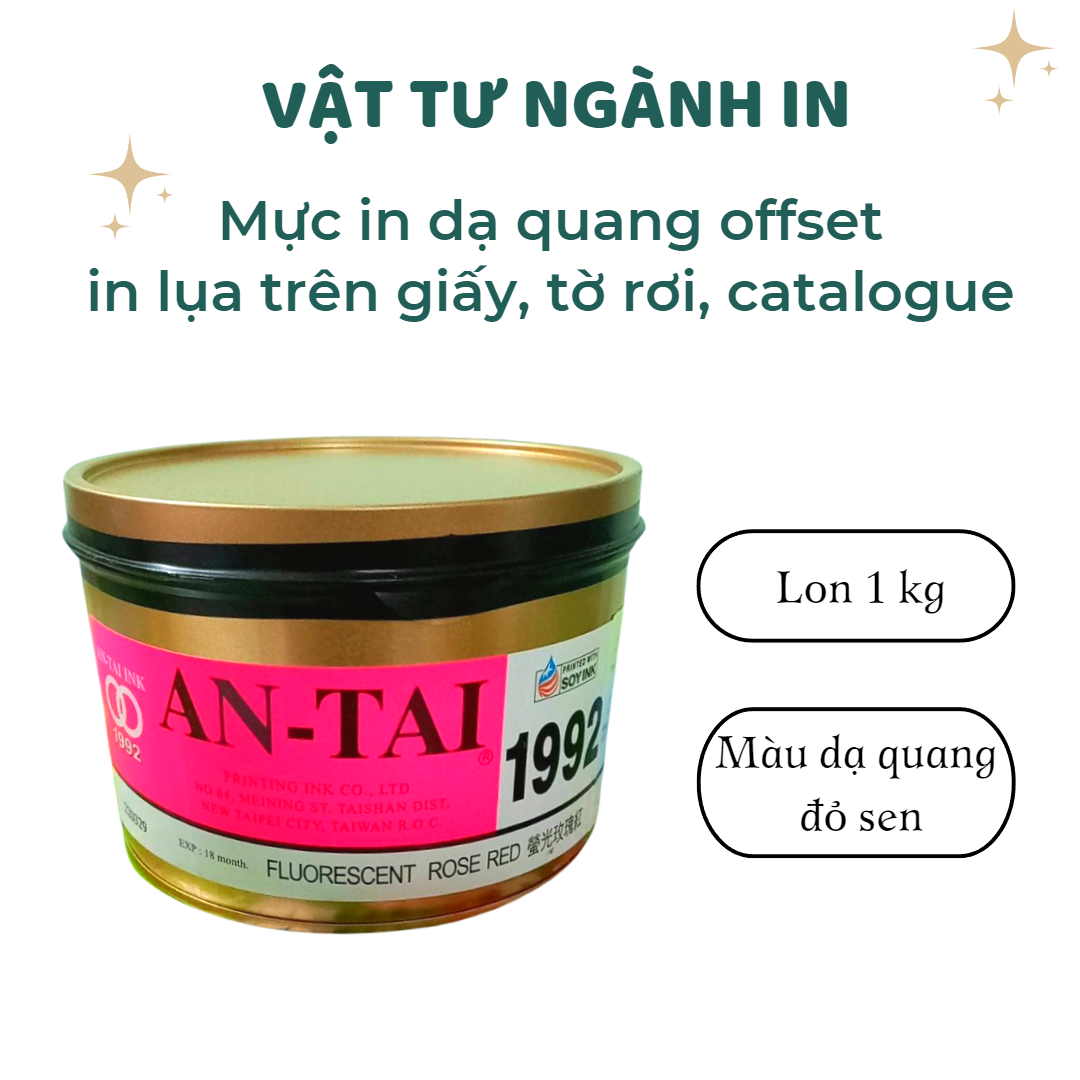 Mực in dạ quang in offset An-Tai 1992, mực in lụa trên giấy để in tờ rơi, brochure, catalogue quảng cáo