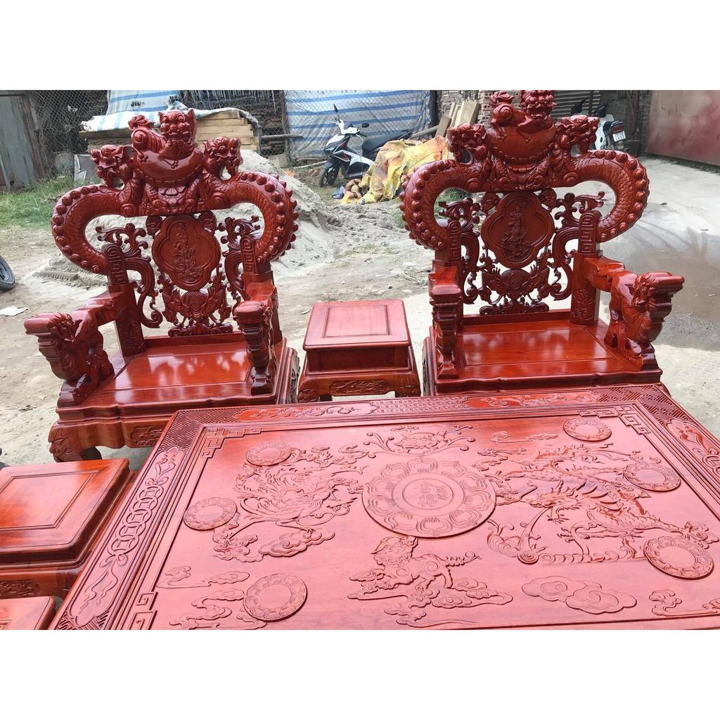 Bộ bàn ghế giả cổ nghê khuỳnh gỗ hương đá
