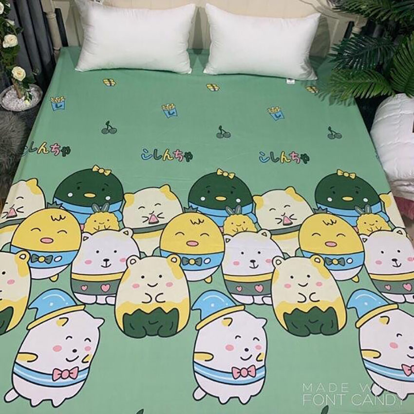 Ga chống thấm Cotton nhiều hình ngộ nghĩnh cho bé kích thước 1M4*2M, Grap chống thấm bảo vệ đệm-GCTC4