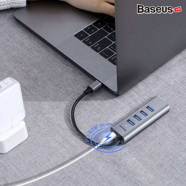 Hub chuyển Baseus Enjoy Series Type C to 4 Port USB 3.0 + Type C PD (intelligent HUB Adapter)- Hàng nhập khẩu