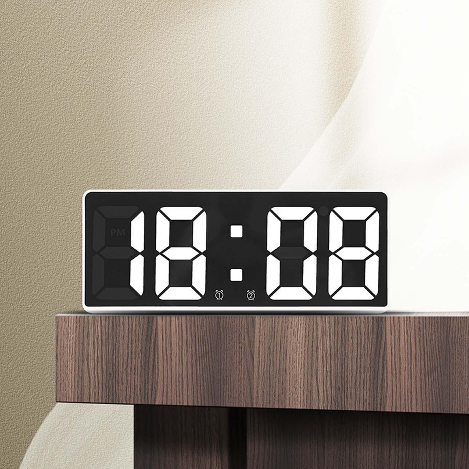 Large Display with 2 Alarms Snooze Calendar Battery  for Home Bedside