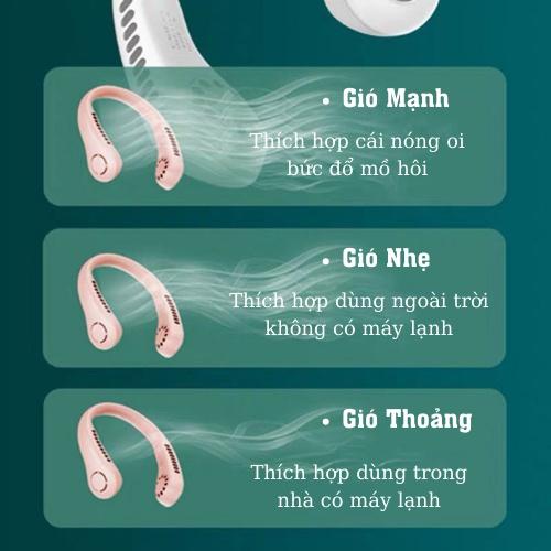 Quạt đeo cổ không cánh thế hệ mới, dung lượng pin 2400mAH, 3 chế độ gió cực mát - Gia dụng Nam Định