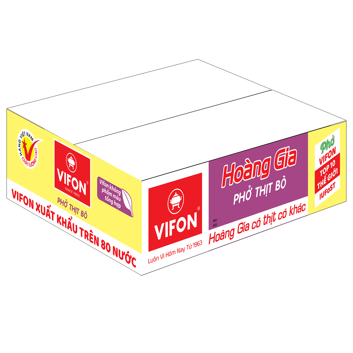 Thùng 18 Phở Thịt Bò HOÀNG GIA VIFON có Gói Thịt Thật