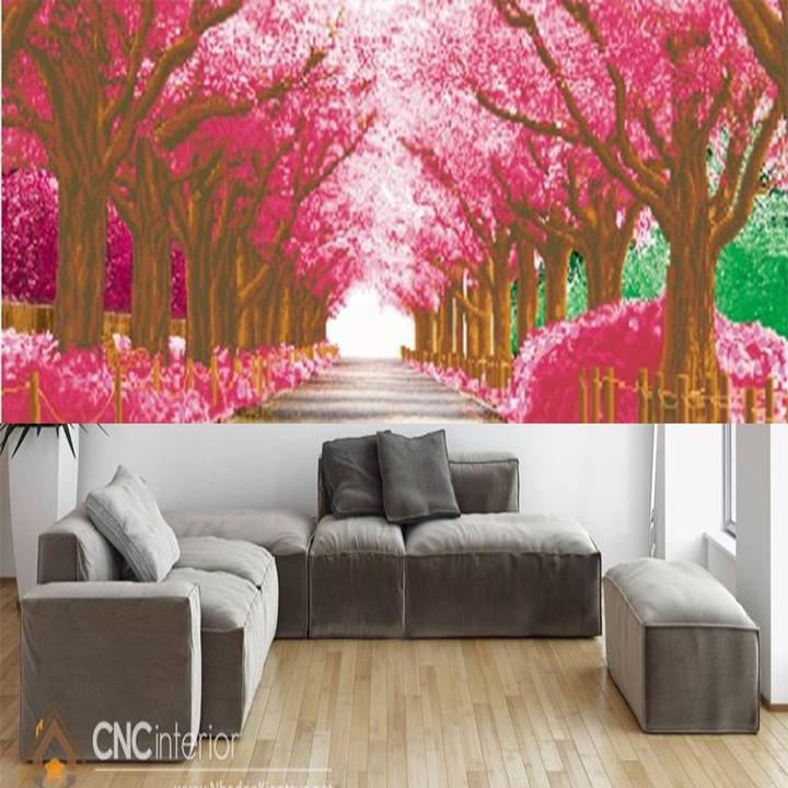 Tranh thêu rừng hoa anh đào X8051 - kích thước: 127 * 49cm.