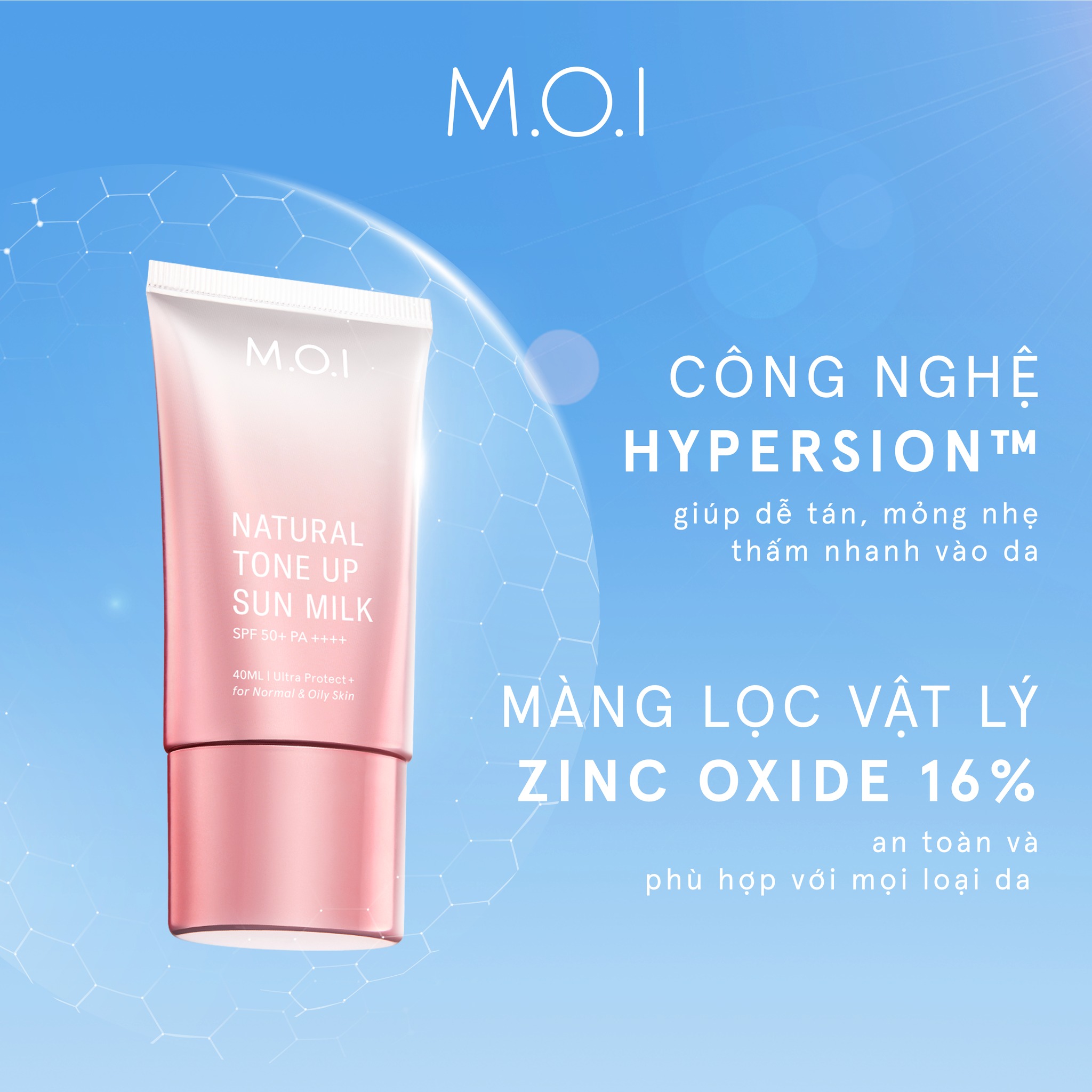 Kem chống nắng Nâng tông M.O.I Natural Tone Up Sun Milk 40ml