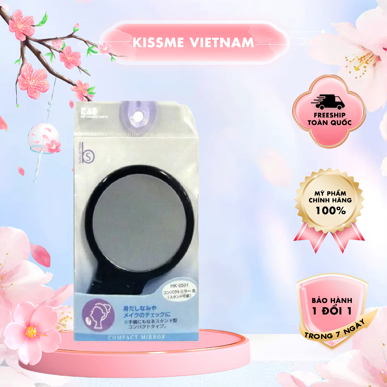 Gương Trang Điểm Tròn Kai 000HK0501 Chống Vỡ