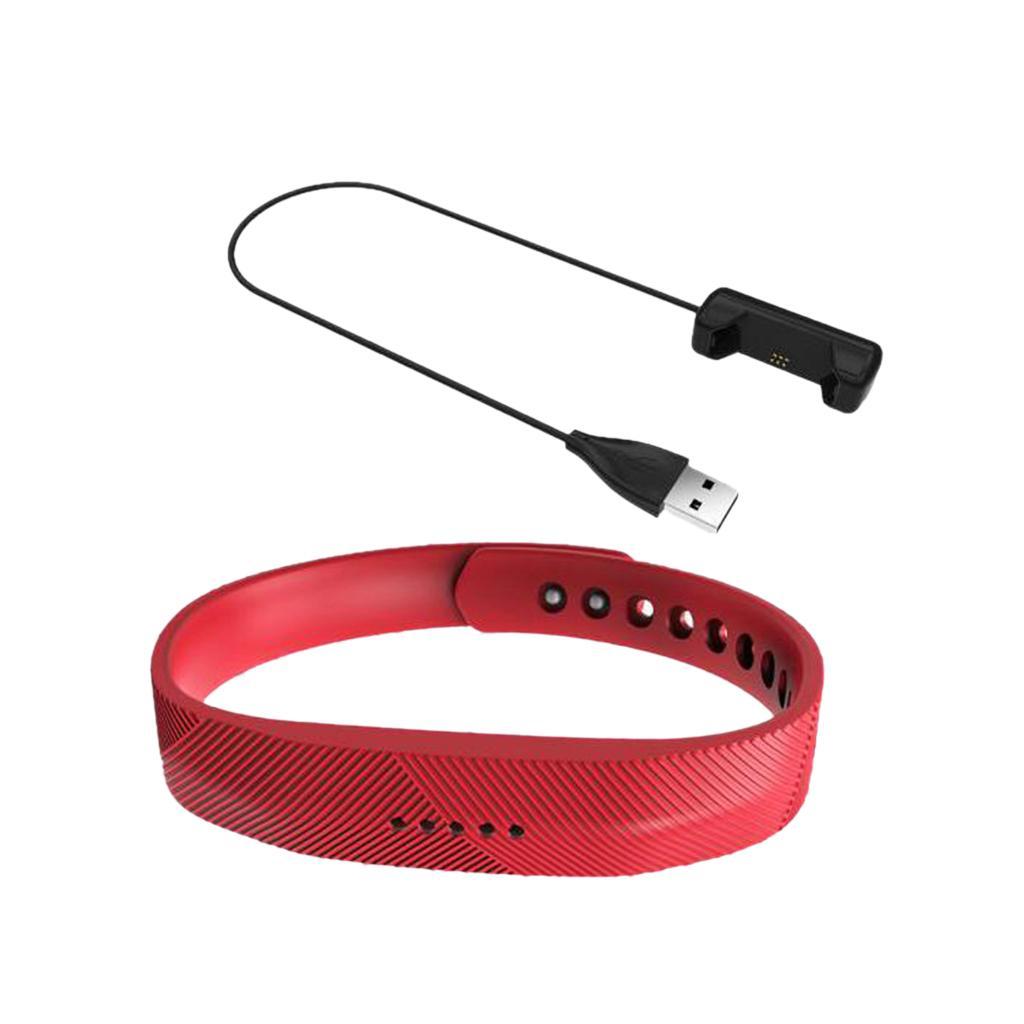 Red Replacement Soft Silicone Watch band Wrist Strap + USB Charging Cable For Flex 2