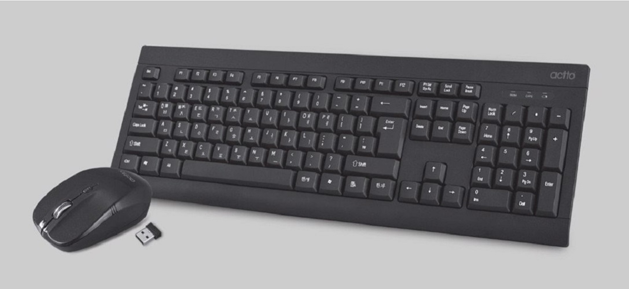 Combo bàn phím chuột không dây khoảng cách kết nối 8m - Mate Wireless Keyboard + Mouse Combo Actto KMC-05 Hàng Chính Hãng - Black