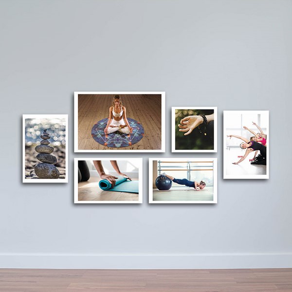 Bộ 6 Tranh Gỗ MDF Treo Tường Cho Phòng Yoga W1141
