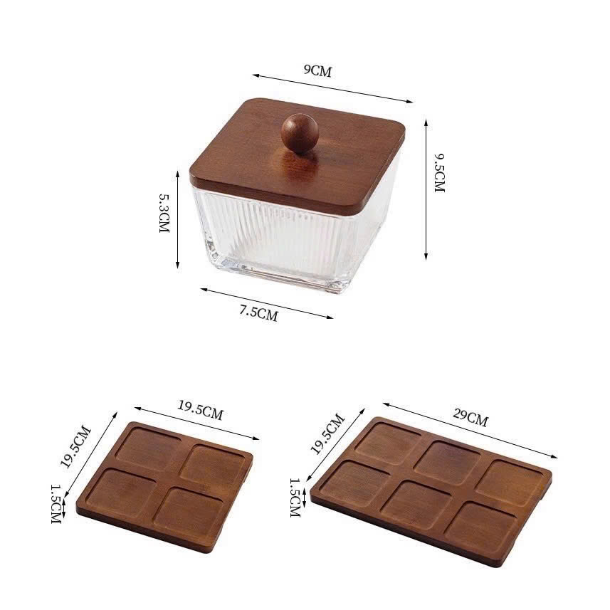 Hũ Đựng Mứt Tết 6 Ngăn Thuỷ Tinh Có Nắp - Khay Mứt Trái Tim - Kèm Khay Đựng Bánh Kẹo, Hoa Quả Trang Trí Ngày Tết Sang Trọng - HÀNG CHÍNH HÃNG MINIIN