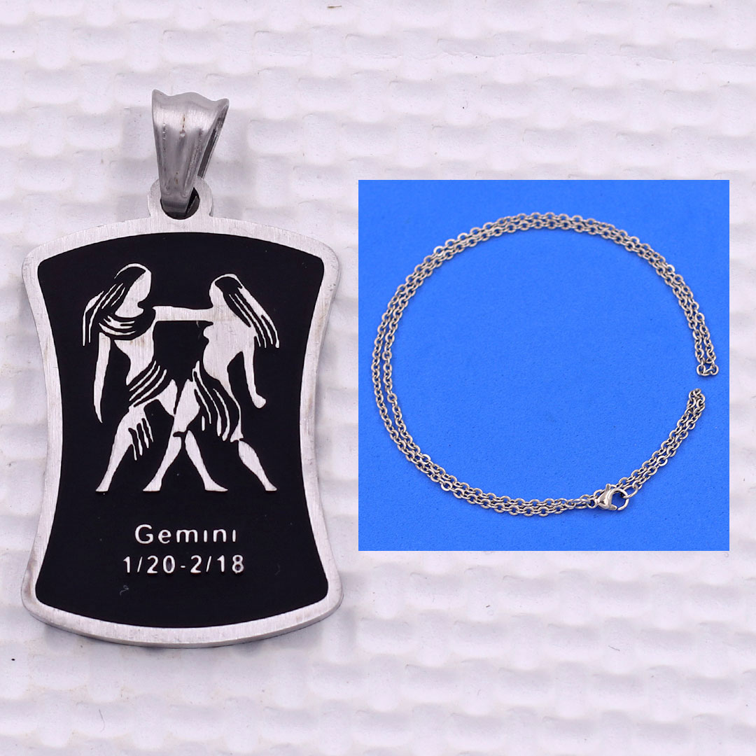 Mặt dây chuyền cung Song Tử - Gemini inox kèm dây chuyền inox, Cung hoàng đạo