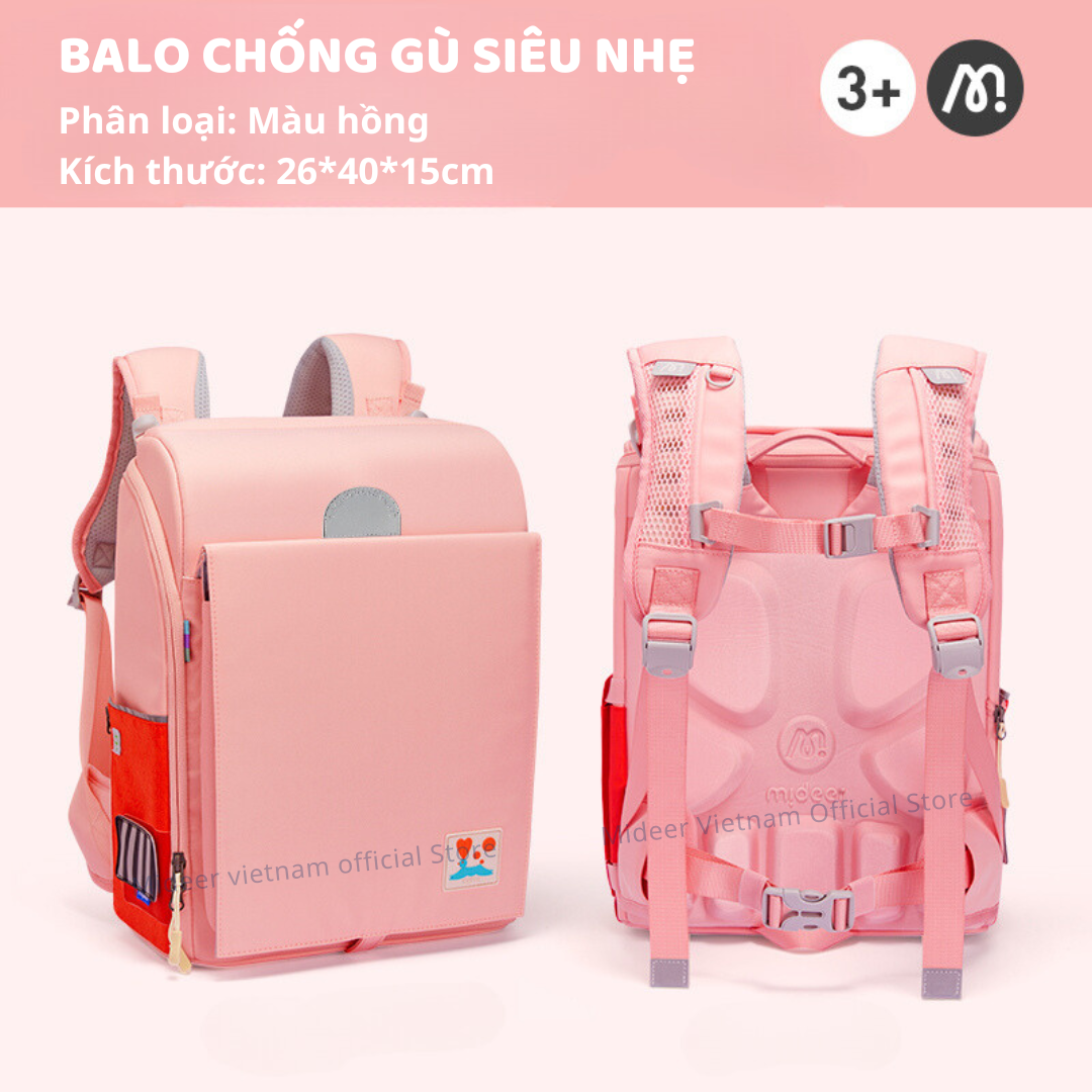 Balo đi học cặp chống gù Mideer 3D Waist Relief Backpack , siêu nhẹ tiêu chuẩn châu Âu