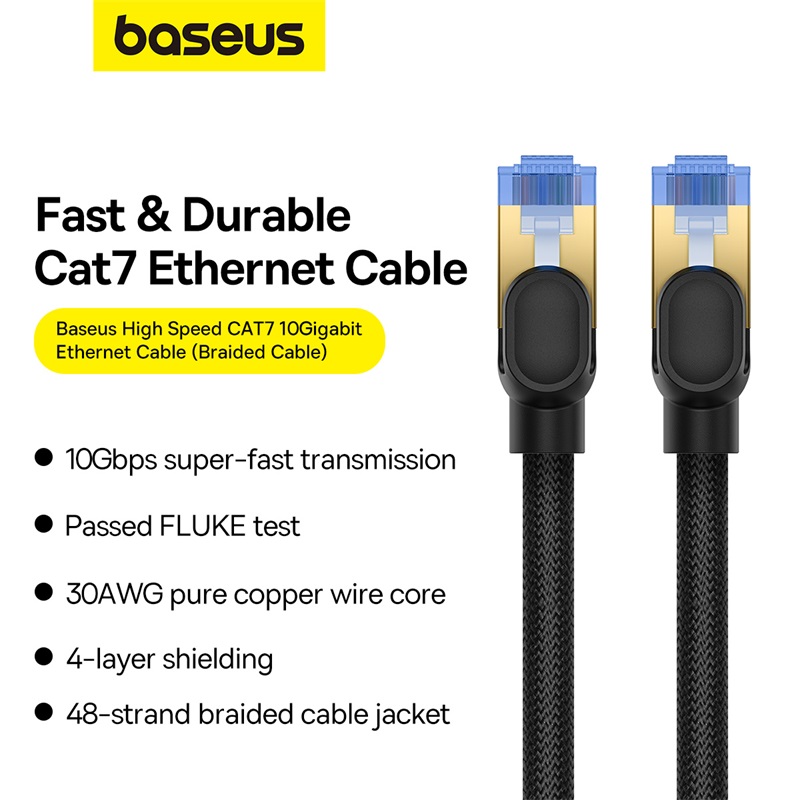 Cáp Mạng Lan 2 Đầu Baseus High Speed CAT7 10Gigabit Ethernet Cable (Cáp dây dù) (Hàng chính hãng)