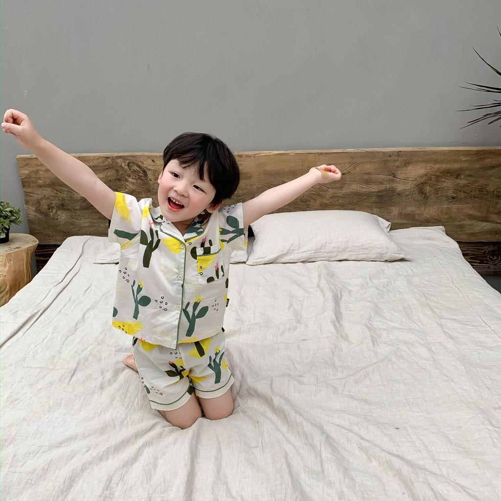 Set ngủ pijama ngắn họa tiết xương rồng cho bé A346