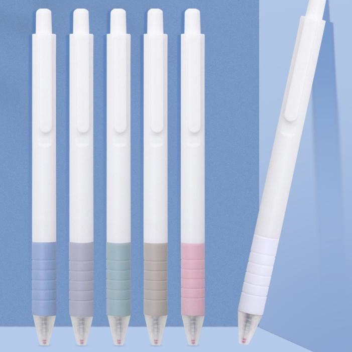 Bút Gel Bấm Mực Đen Ngòi 0.5mm Thân Trắng Đêm Nhiều Màu Pastel