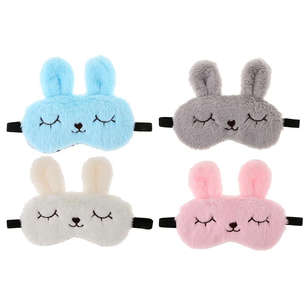 Kids Adults Plush Bunny Rabbit Sleep Mask Eye Shade Cover Blindfold