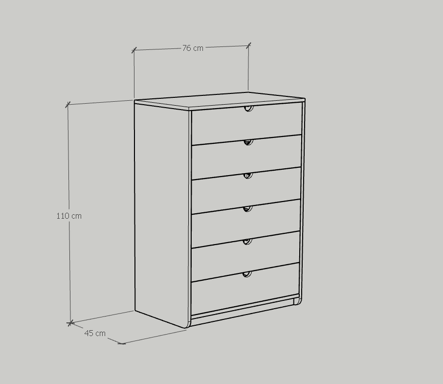 [Happy Home Furniture] CIRCLE, Tủ đựng đồ 6 ngăn kéo, 76cm x 45cm x 110cm ( DxRxC), THK_084
