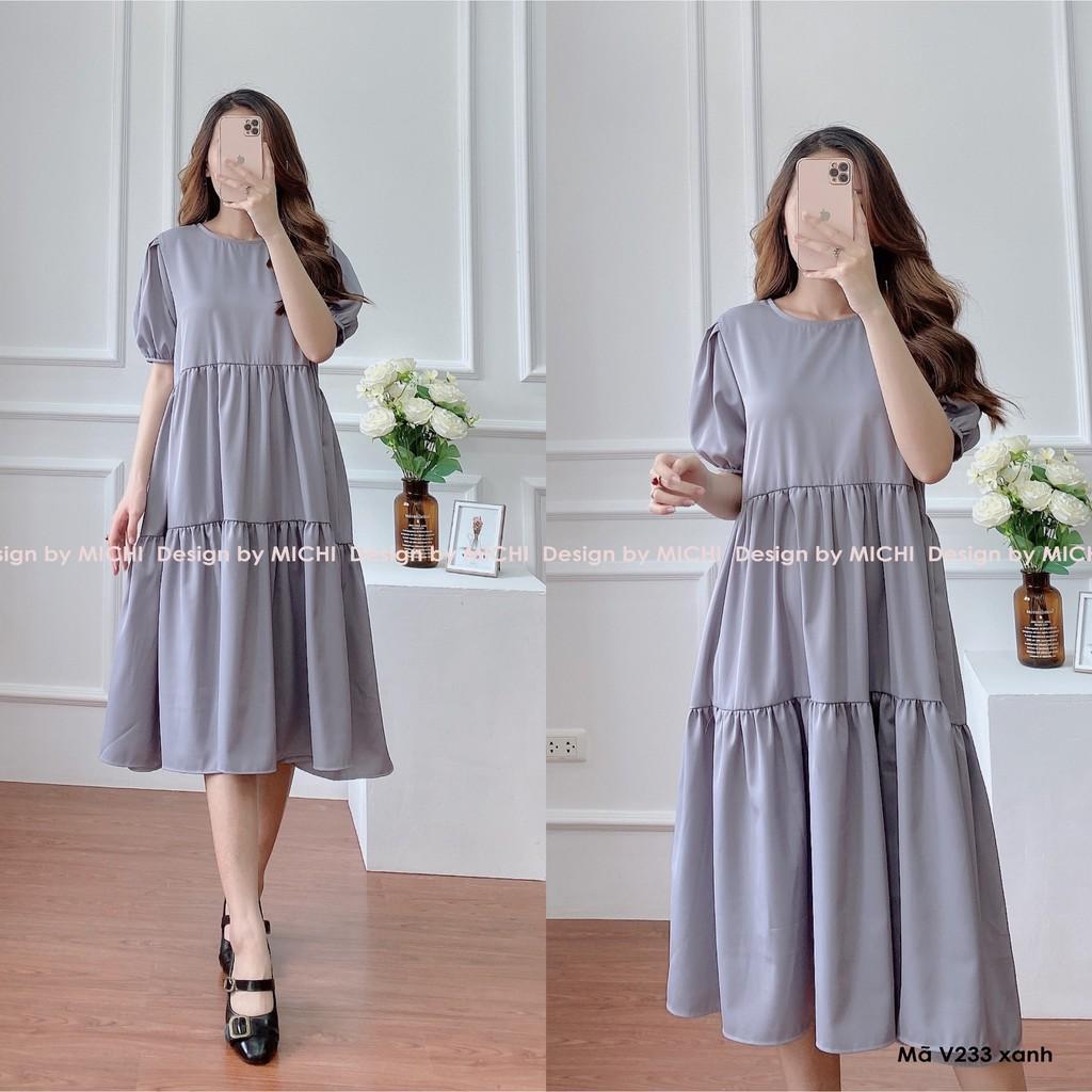 Váy suông babydoll freesize dáng đầm xuông rộng cổ nơ form bầu, nhiều màu, mã V233 - Michi House