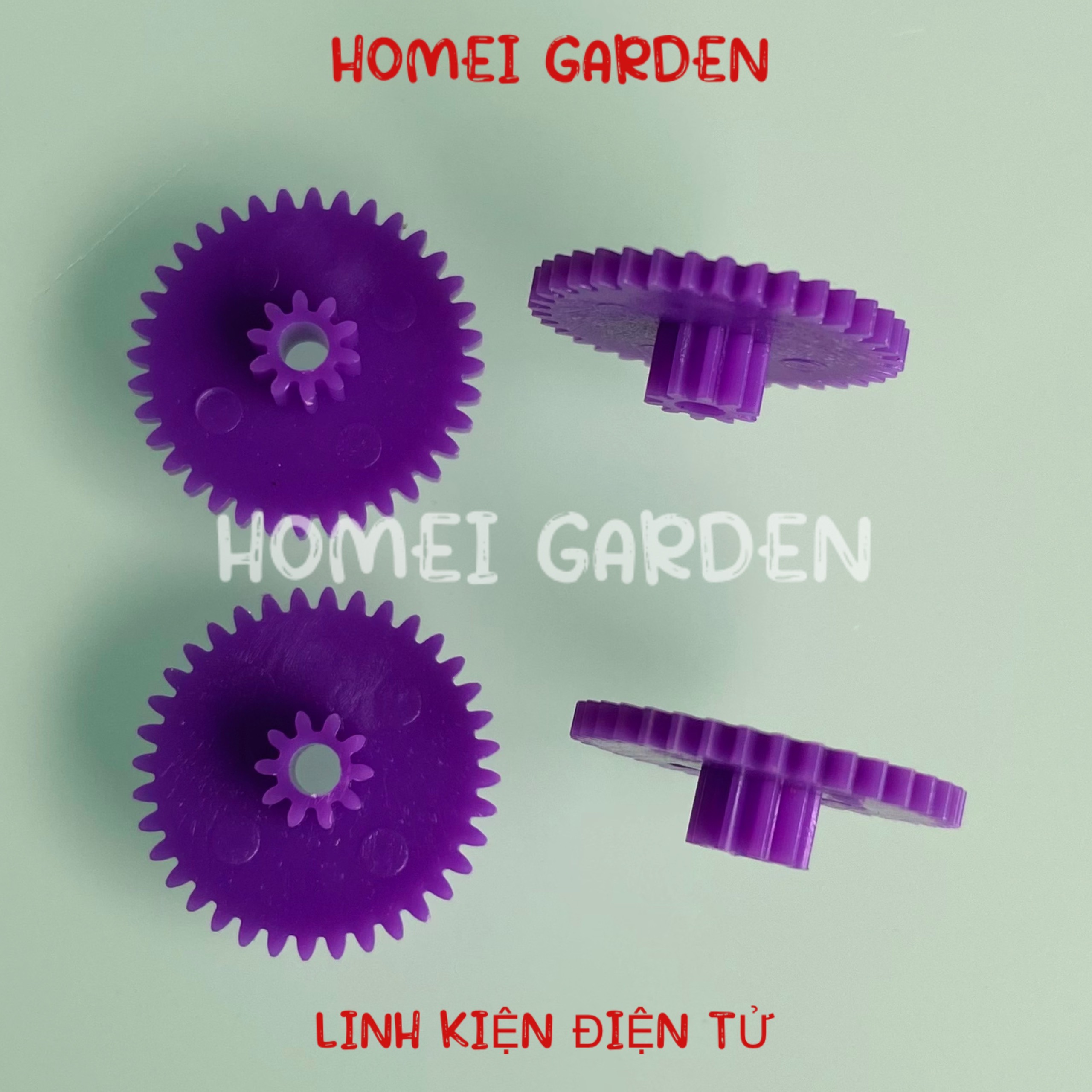 4 bánh răng nhựa 2 tầng 30 10 răng trục 2mm làm đồ chơi DIY - HM0171