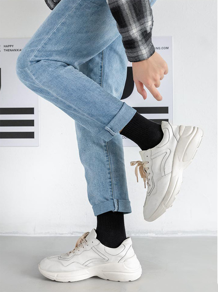 Set 5 Đôi Tất Cao Cổ Unisex Bèo Nhún Gân Tăm Style Thanh Lịch