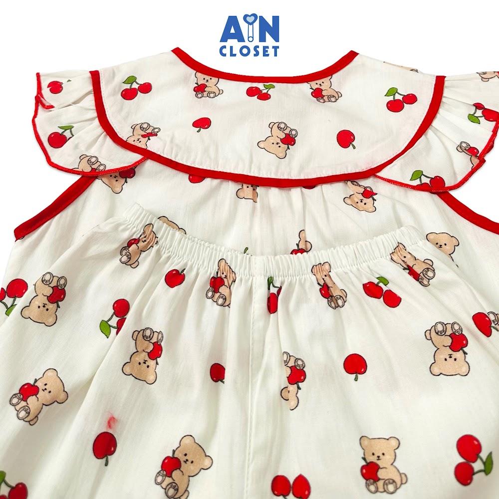 Bộ quần áo Ngắn bé gái họa tiết Gấu Táo Đỏ cotton - AICDBGTWX4DE - AIN Closet