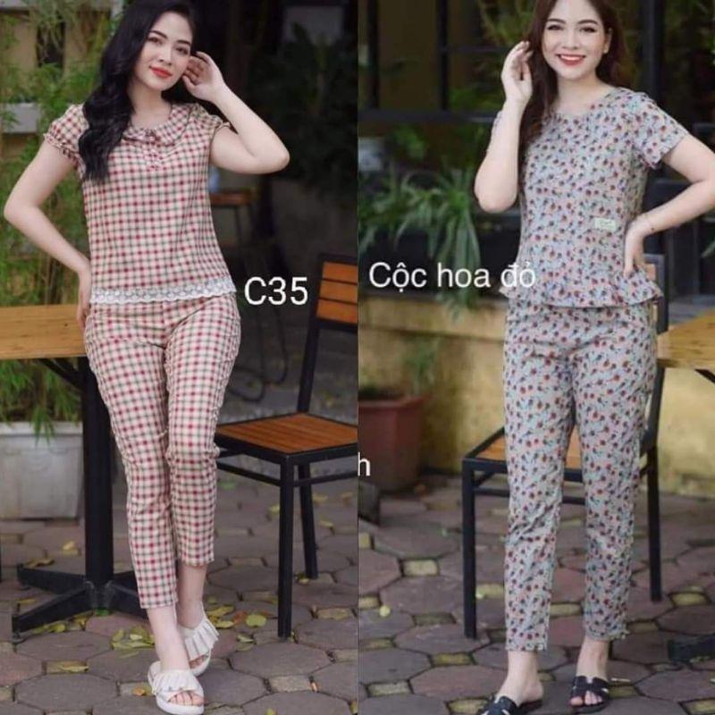 Set đồ bộ cao cấp sau sinh cổ pizama siêu đẹp