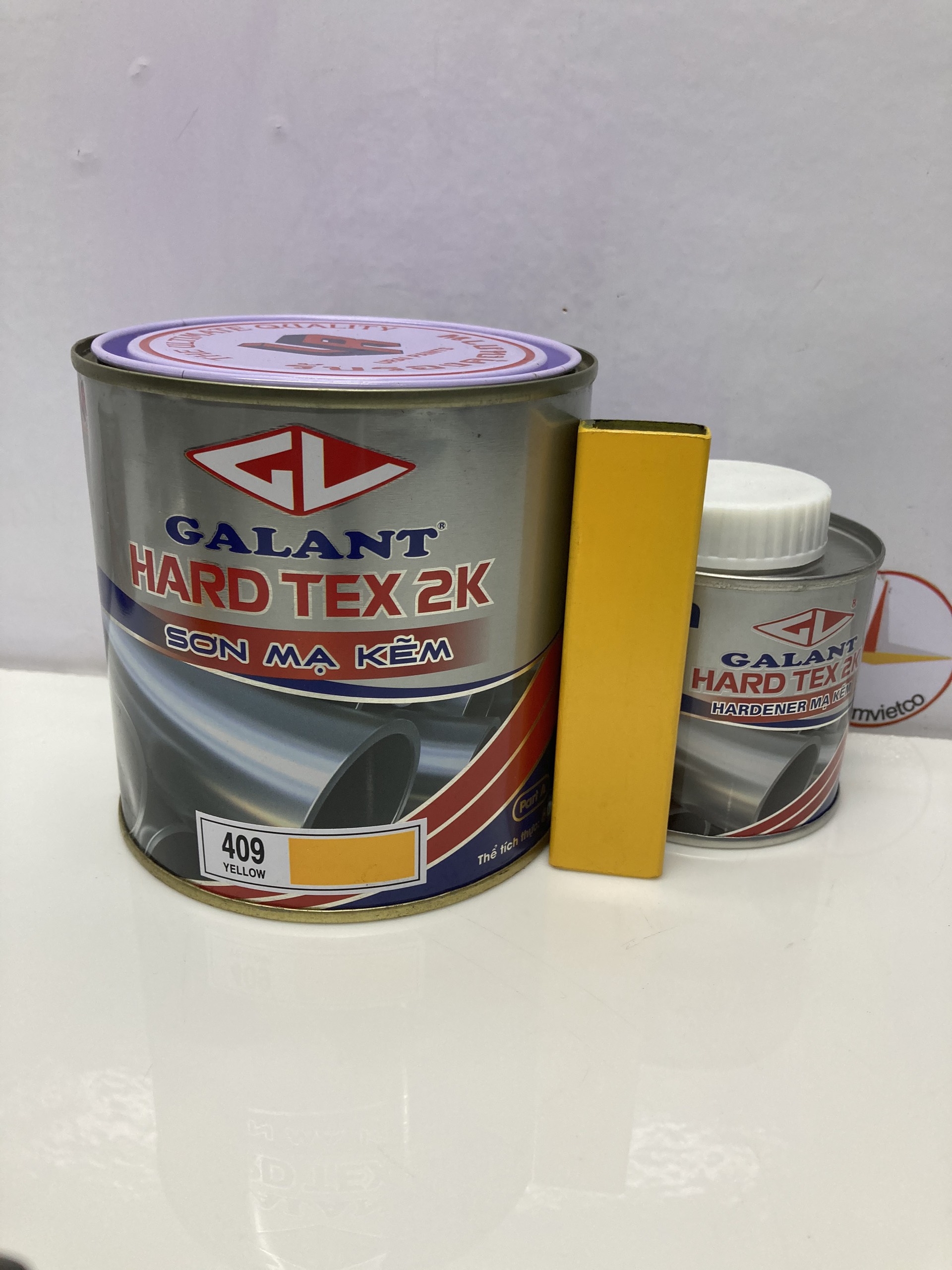 Sơn sắt mạ kẽm không cần lót Galant Hard Tex 2K Flat Yellow 409 1L/bộ