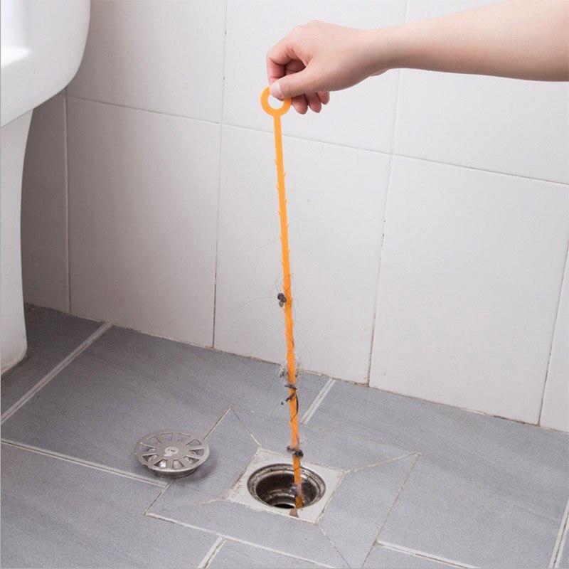 1PC Kitchen Sink Cleaning Hook Sewer Dredging Spring Pipe Hair Dredging Cleaning Tool With 47.5CM Toilet Brush Kitchen Gadgets