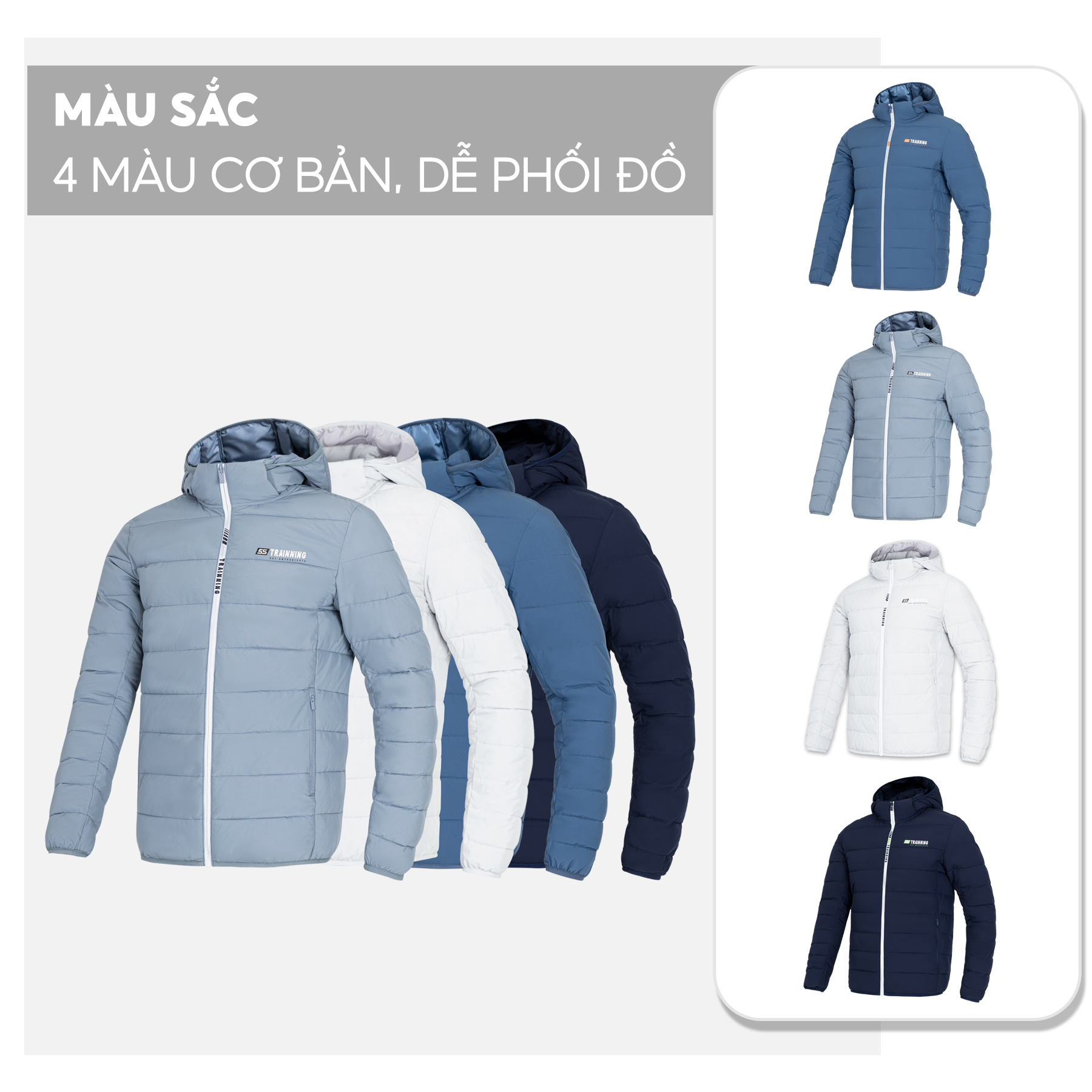 Áo Khoác Phao Nam Chần Bông Siêu Nhẹ 5S, Siêu Ấm, Chống Bám Bụi, Thiết Kế Basic, Trẻ Trung