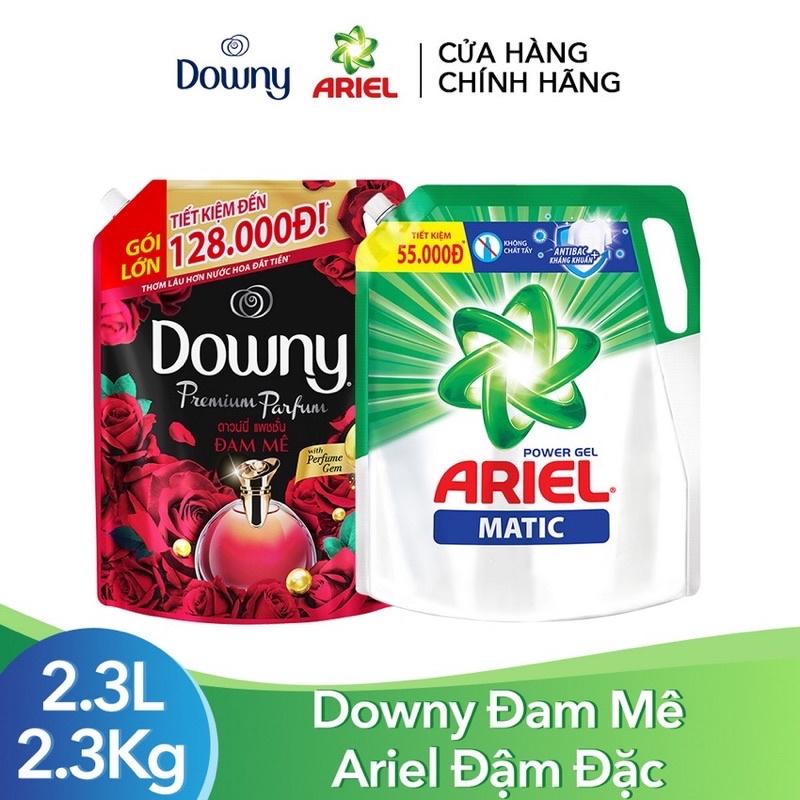 Combo Nước Giặt Ariel Đậm Đặc Dạng Túi 2,3L + Nước Xả Vải Downy Đam Mê Dạng Túi 2.2L