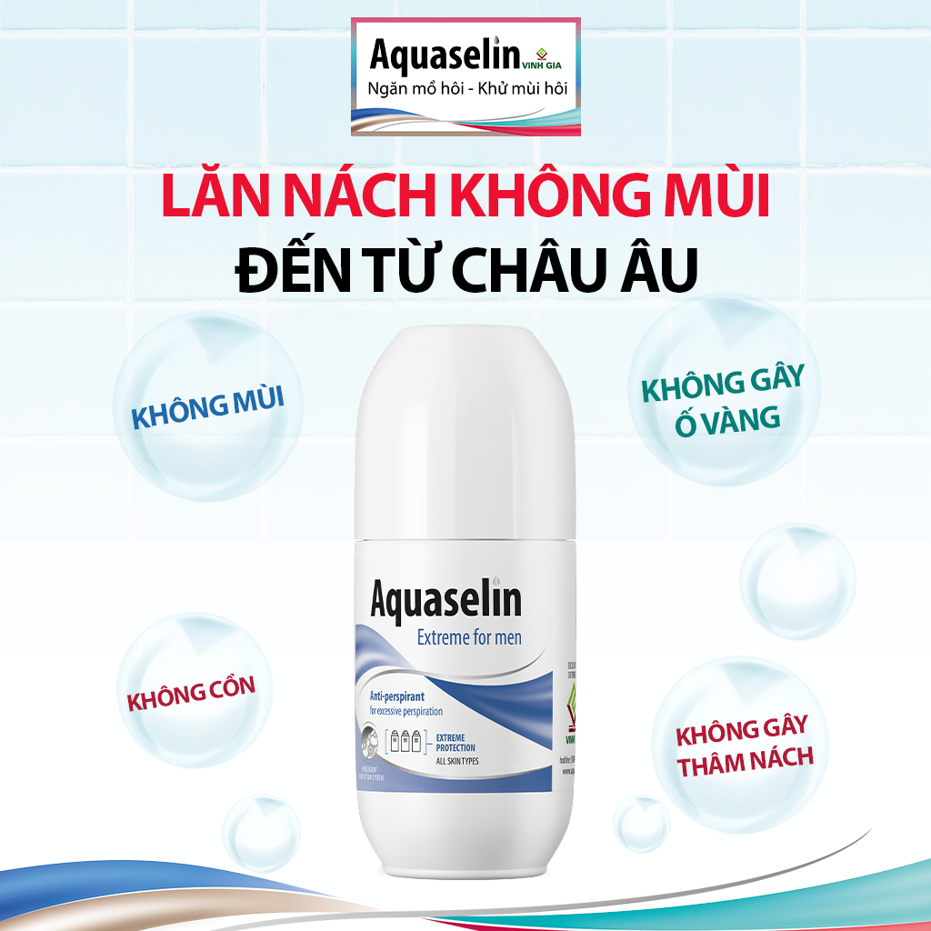 Combo 2 Hộp Lăn Khử Mùi AQUASELIN Extreme For Men Không Gây Ố Vàng Áo, Giảm Mồ Hôi Hiệu Quả Hộp 50ml