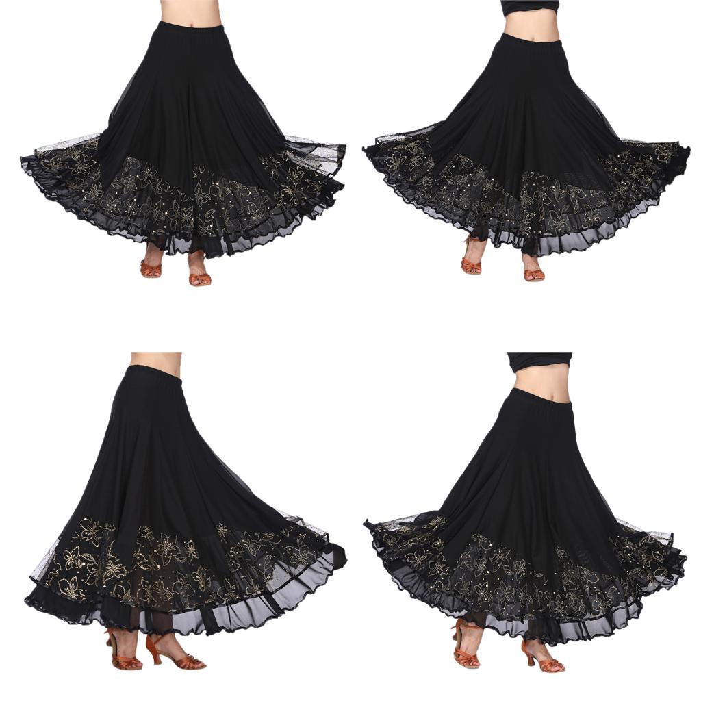 Women’s Flamenco Ballroom Dance Skirt Full Circle Swing Skirt Costume