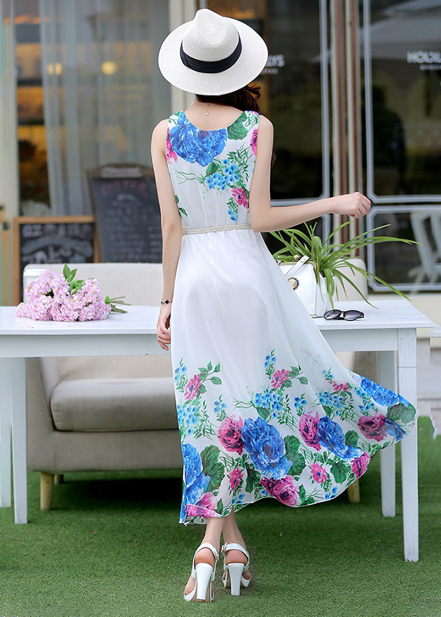 Đầm Maxi Hoa Hải Đường (Freesize)