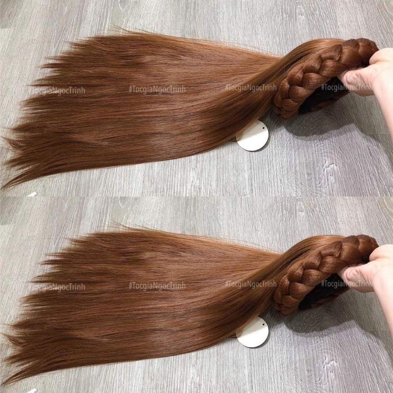 Tóc giả nữa đầu đính cài bính thẳng