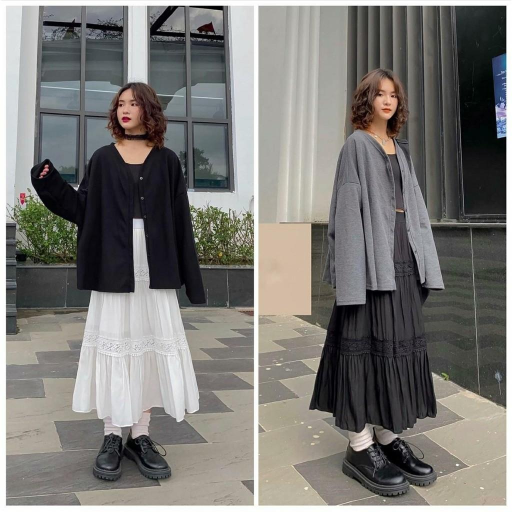 Áo Khoác Nỉ Cardigan Hàn Trơn Form Rộng Ulzzang (Ảnh thật