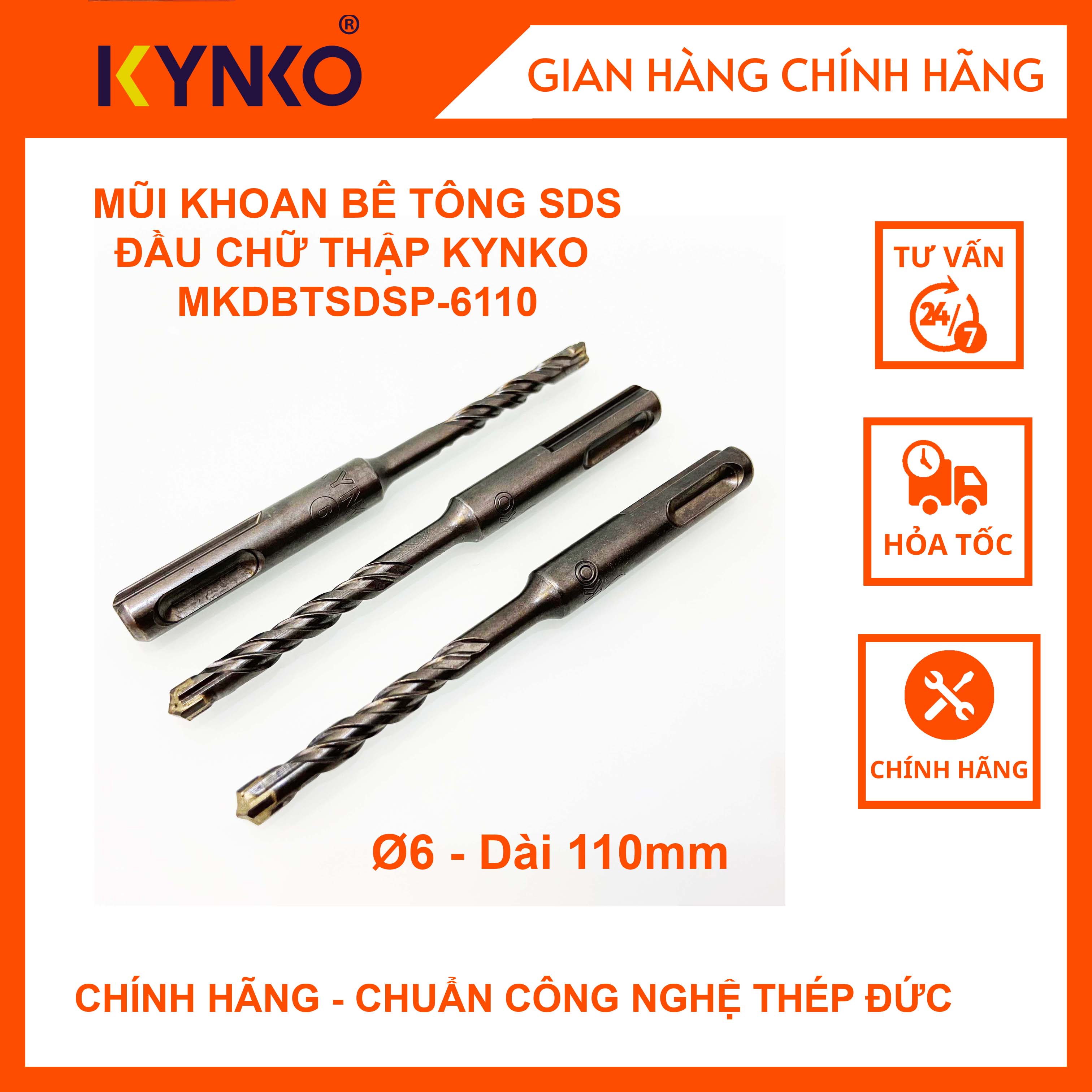 MŨI KHOAN BÊ TÔNG SDS - ĐẦU CHỮ THẬP KYNKO MKDBTSDSP-6110