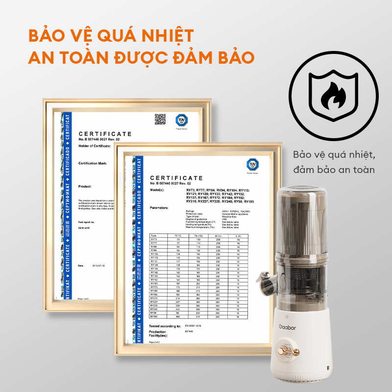 Máy ép chậm Gaabor FP1M-WH01A ép các loại rau củ quả đa năng công suất 100W đảm bảo dinh dưỡng - Hàng chính hãng