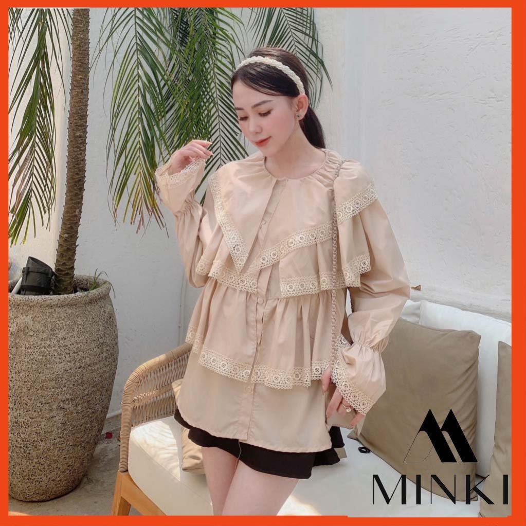 ÁO BÈO VIỀN REN LỖ TIỂU THƯ - CHẤT LIỆU THÔ PHA REN NHẬP KHẨU - MÀU NUDE VÀ TRẮNG _HOT