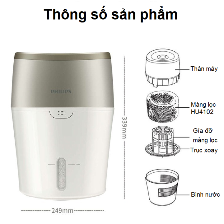 Máy tạo ẩm, tạo hơi nước cao cấp Philips HU4803/00 - Hàng chính hãng