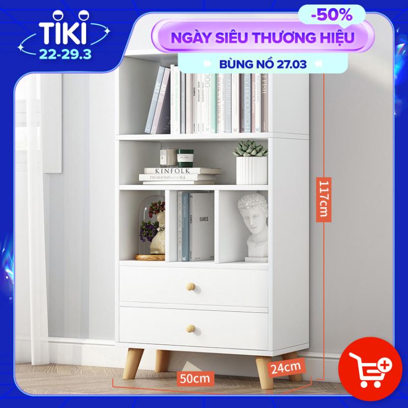 Tủ Kệ Sách Đứng Đa Năng FIVO Mã FB61 Cao Cấp Phong Cách Châu Âu, Phủ Melamine Chống Trầy Xước Và Chống Nước Bề Mặt - Hàng Chính Hãng