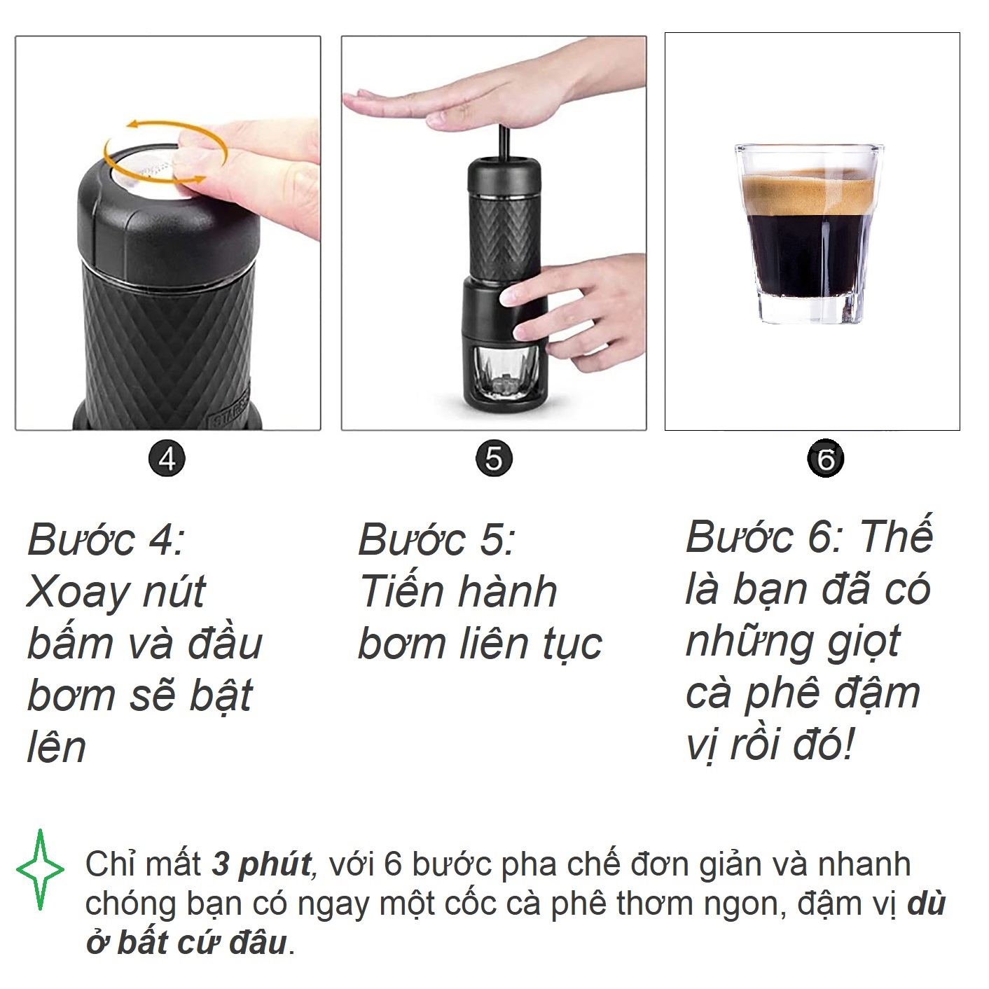 Máy pha cà phê espresso cầm tay Stareso Basic