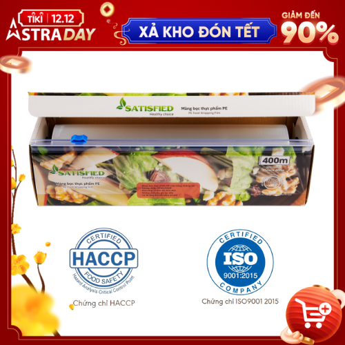 Hộp Màng Bọc Thực Phẩm PE SATIS 30cm x 400m Không Chứa Chất Phụ Gia Gây Hại Sức Khỏe Dùng Được Cho Lò Vi Sóng