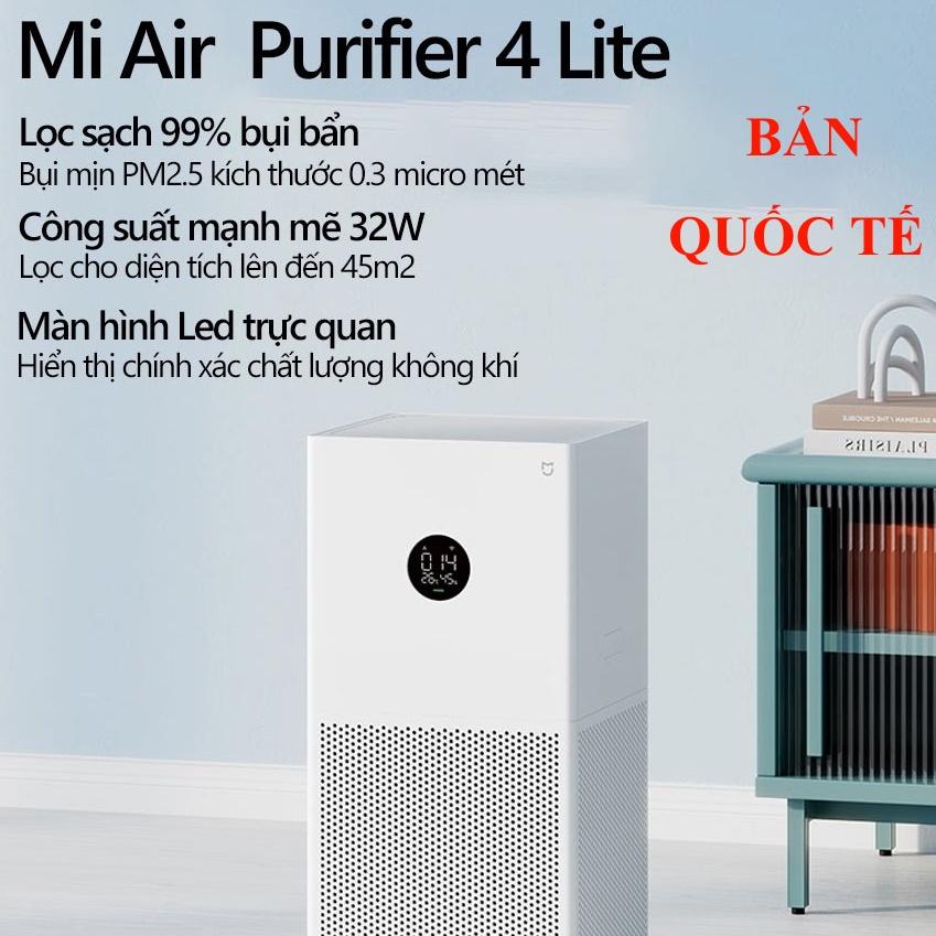 Máy lọc không khí Xiaomi Smart Air Purifier 4 lite lõi lọc HEPA lọc 99.7% bụi mịn PM2.5 BẢN QUỐC TẾ - Hàng nhập khẩu