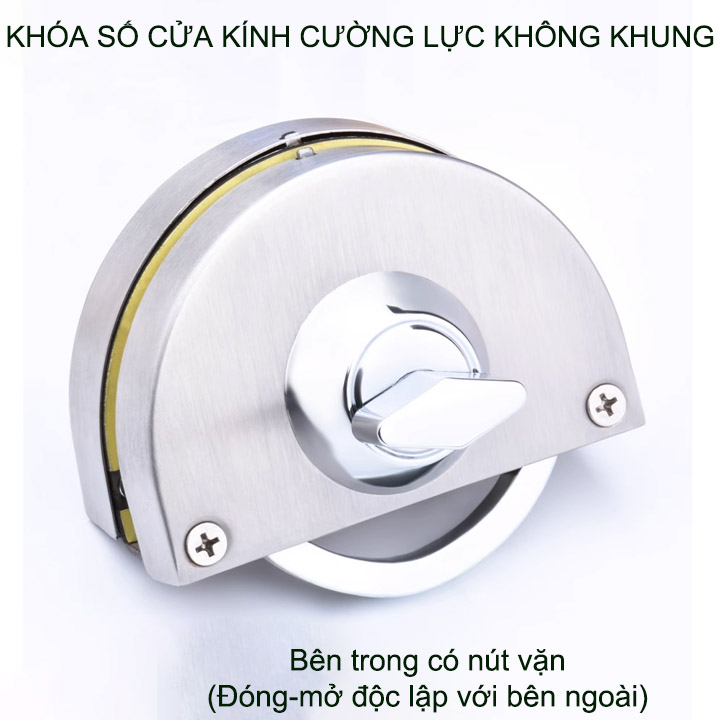 Khóa số cửa kính cường lực loại 3 mã số có thể thay đổi được, làm bằng inox 304, có chốt vặn khóa bên trong