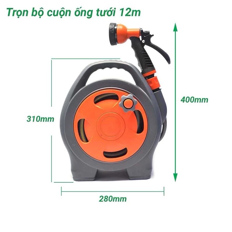 Bộ vòi tưới cây rửa xe cuộn dây dài 12m kèm vòi tưới 6 chế độ - Giao màu ngẫu nhiên