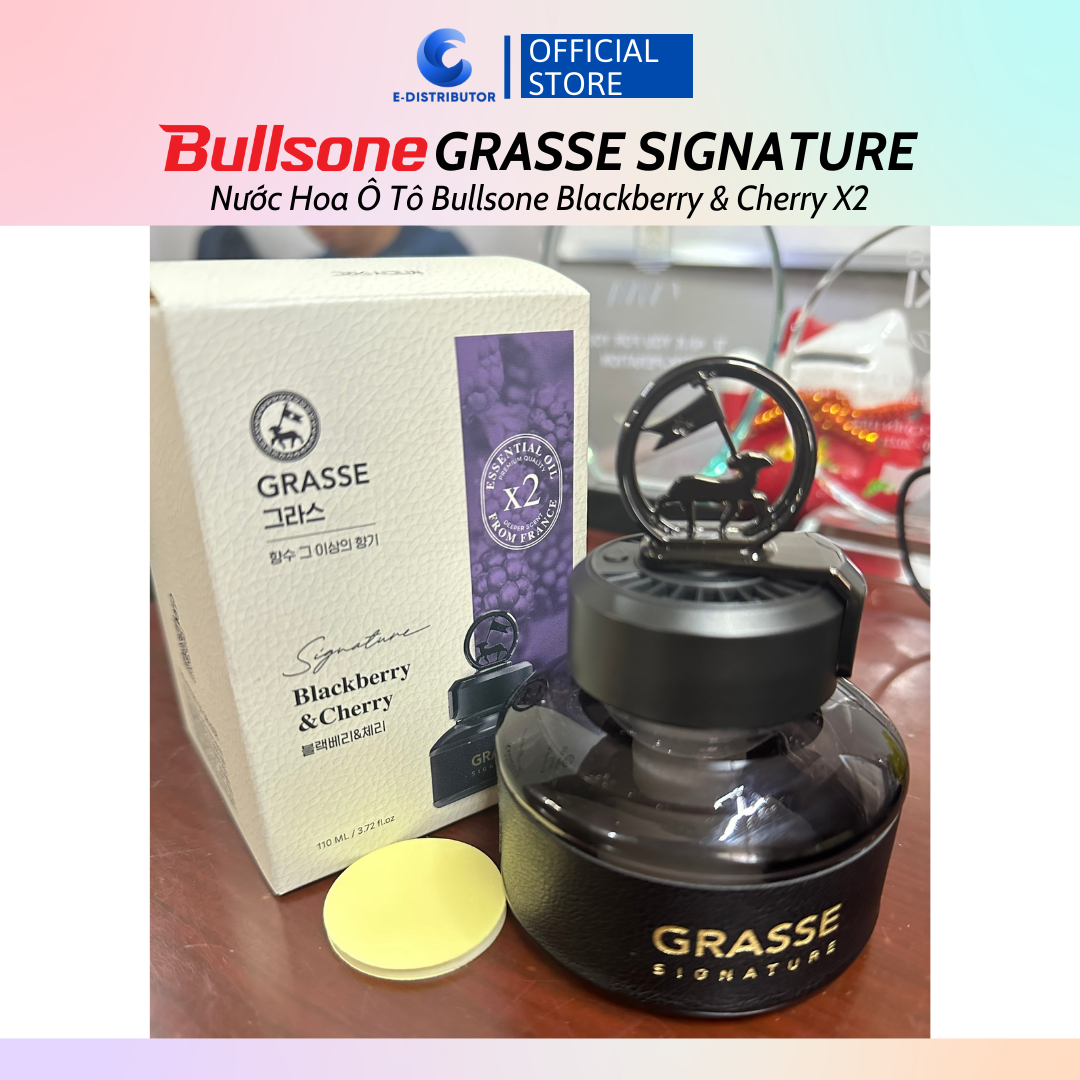 Nước hoa ô tô Bullsone Grasse Signature Blackberry &amp; Cherry (Dung tích 110ml) - Hàng chính hãng - Dung tích: 110ml