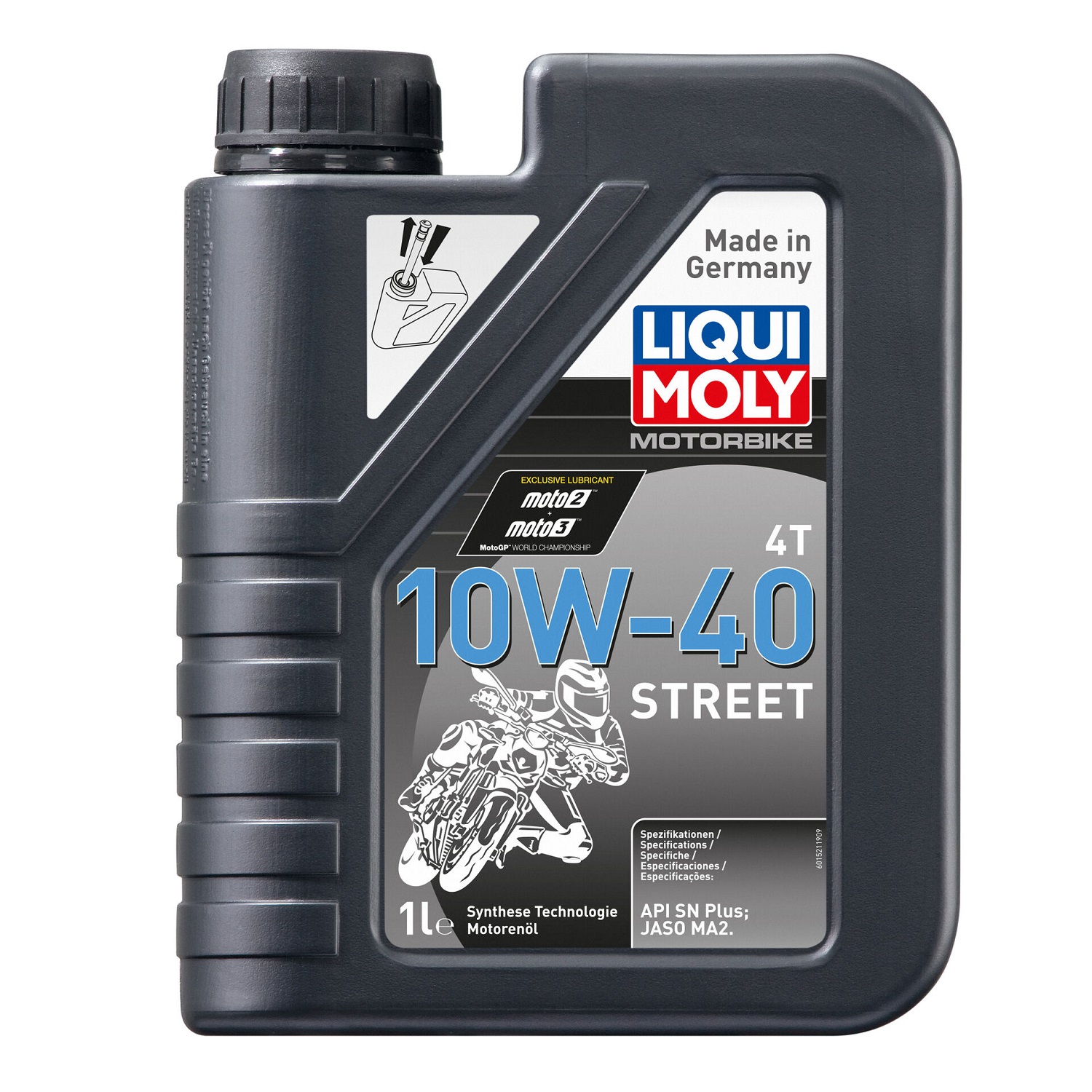 Dầu nhớt tổng hợp động cơ cho xe số, xe máy phân khối lớn, xe côn tay Liqui Moly 10W40 Street 1521 1lít - Phù hợp cho xe chạy gần, dạo phố tăng khả năng đầm xe, mát máy