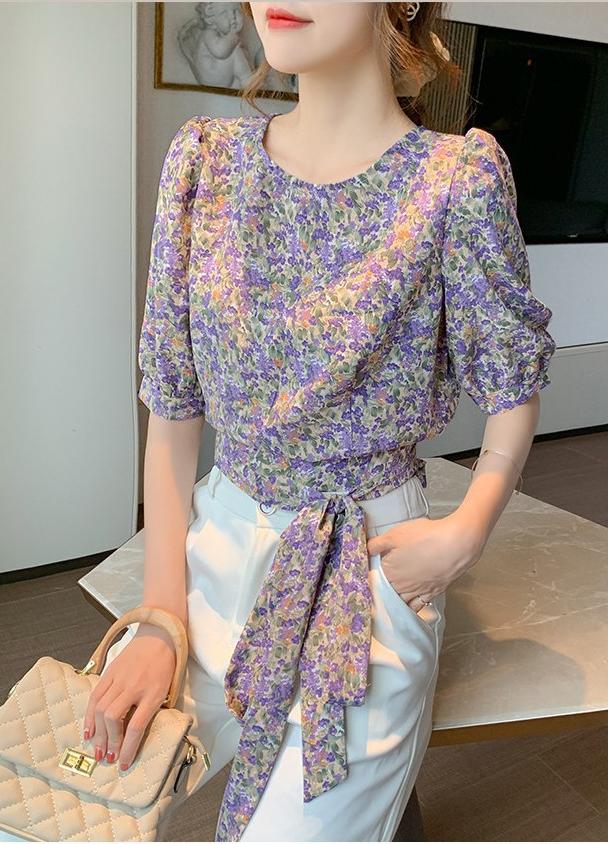 ÁO HOA CROPTOP THẮT NƠ EO XINH SẮN