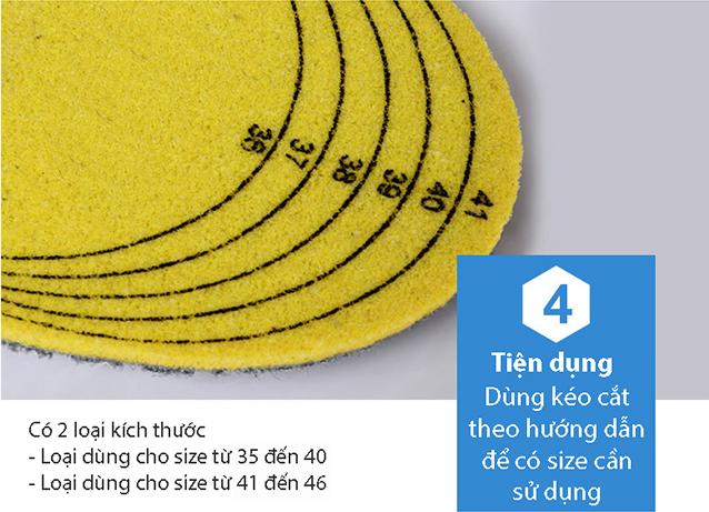 Lót giày thể thao 4D chất liệu EVA ép vải cotton pha sợi tinh than tre khử mùi và gót gel chống thốn gót chân DONIPK27